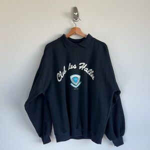 True Vintage 80s Club Les Halles Crewneck Sweatshirt L Black